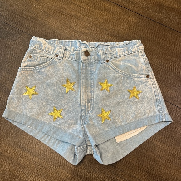 Levi's Pants - Levi's Blue and Yellow Jean Shorts with Star Embroidery